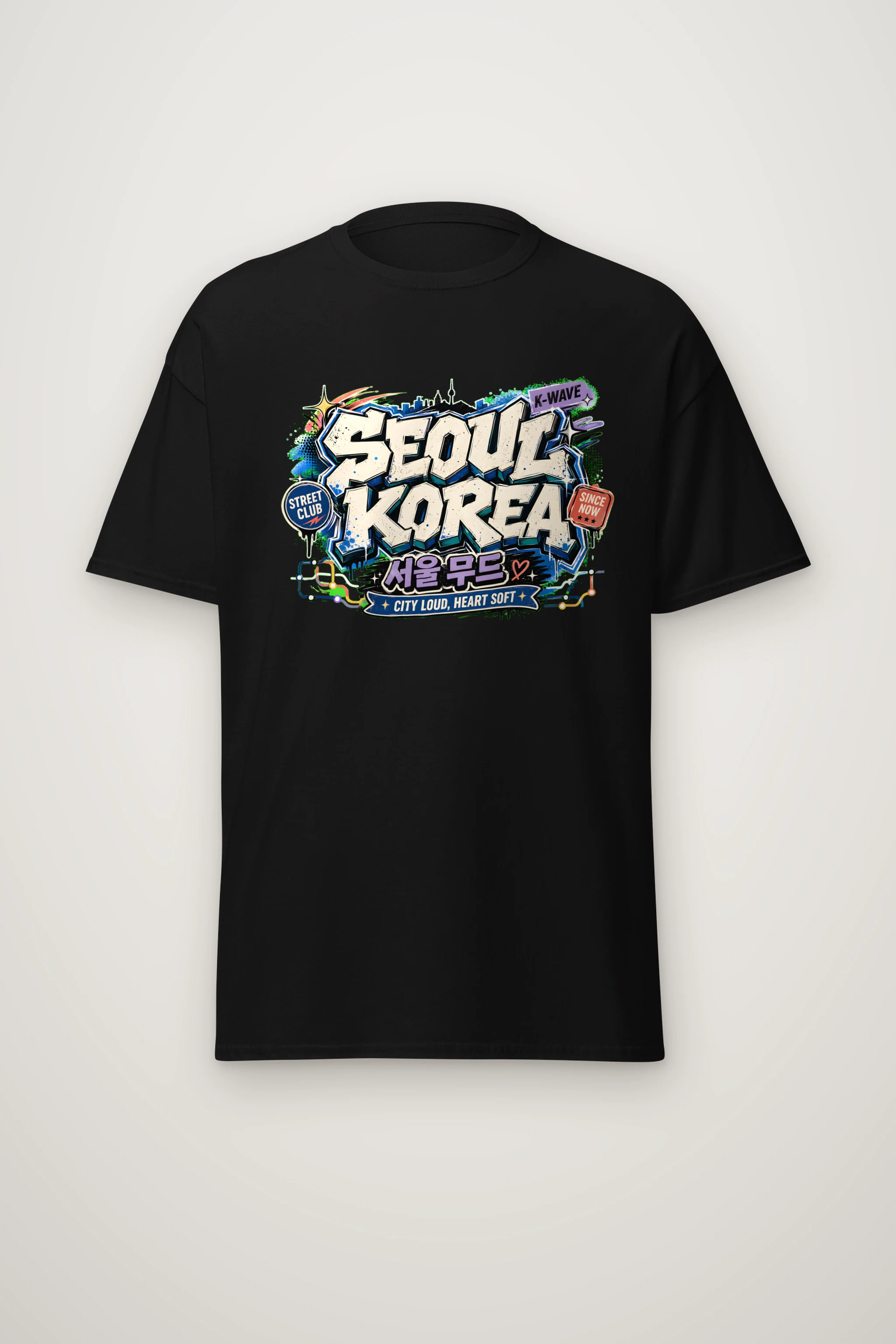 "Seoul Mood Street Club" Heavyweight Unisex Crewneck T-shirt