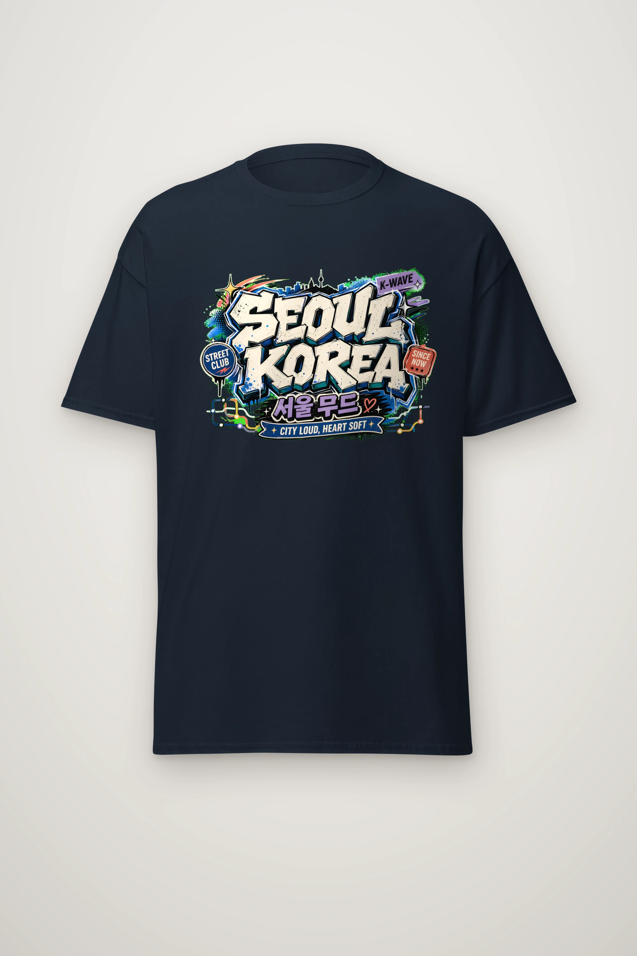 "Seoul Mood Street Club" Heavyweight Unisex Crewneck T-shirt