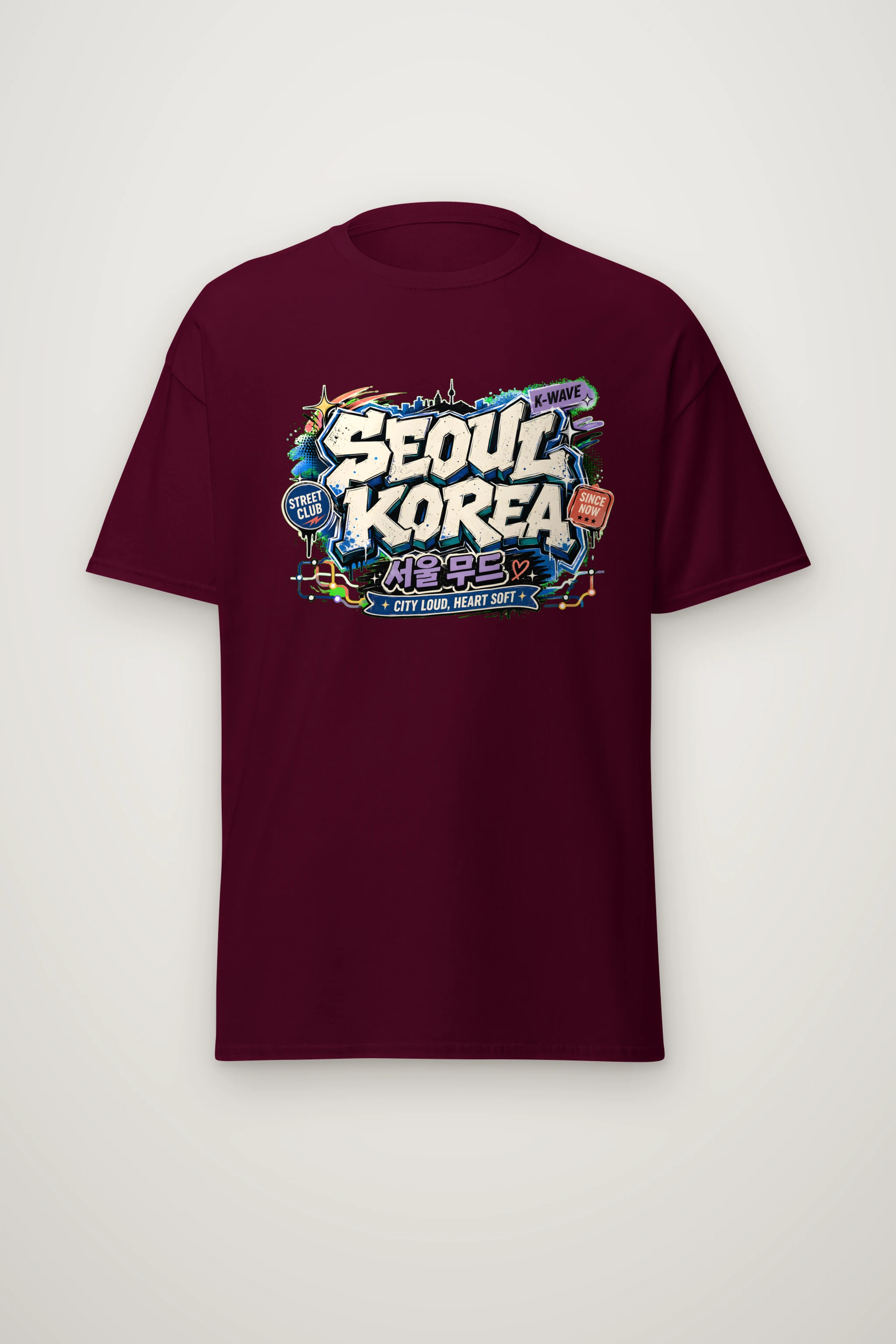 "Seoul Mood Street Club" Heavyweight Unisex Crewneck T-shirt