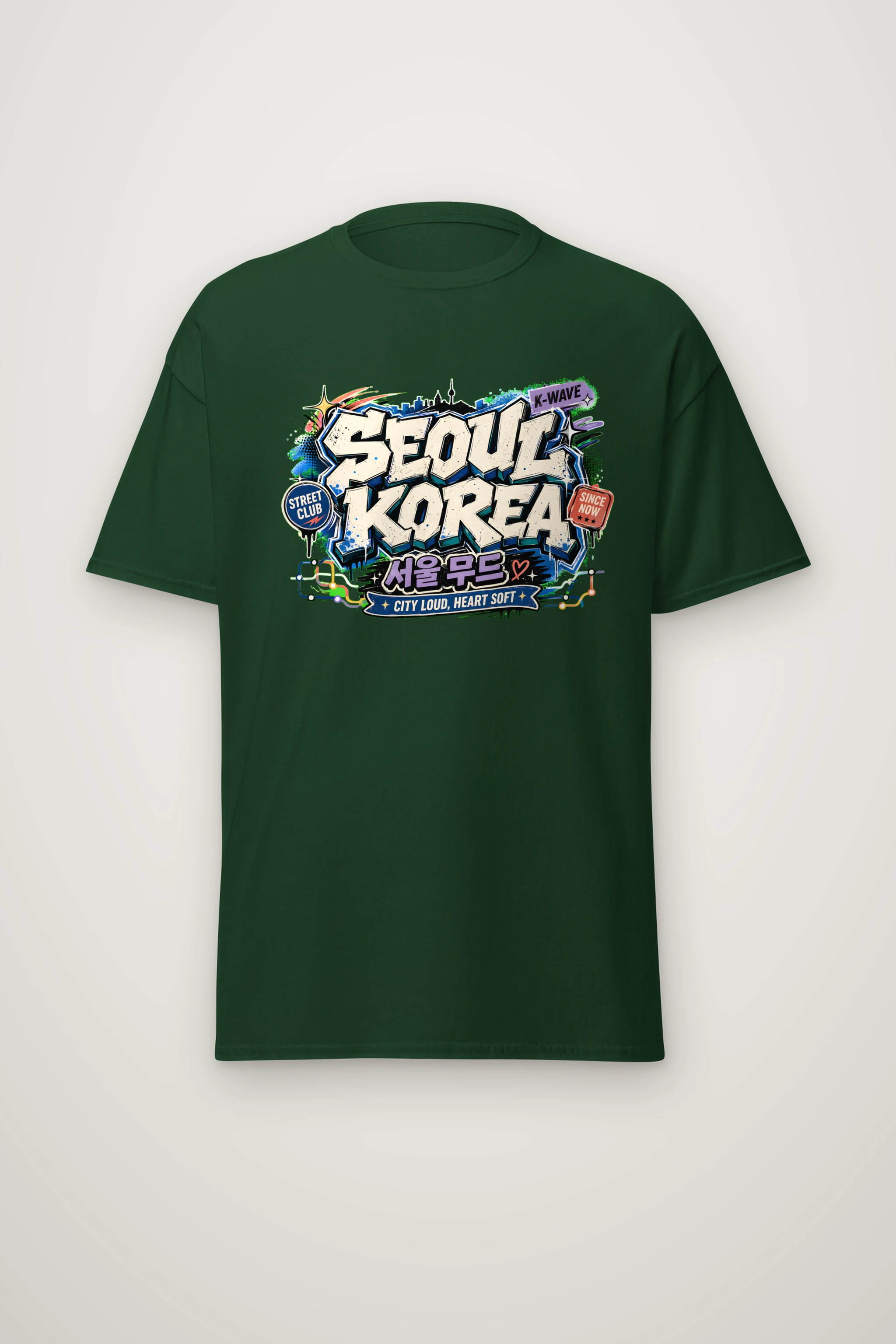"Seoul Mood Street Club" Heavyweight Unisex Crewneck T-shirt