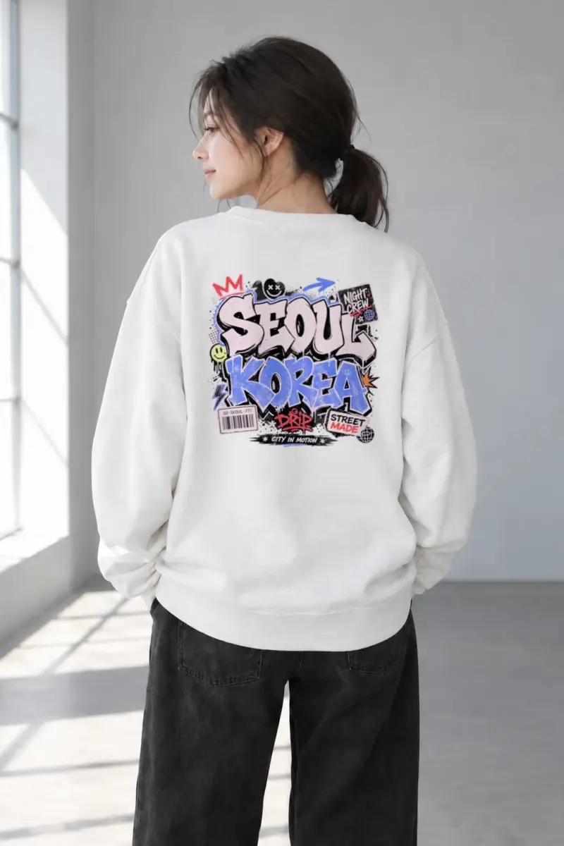 "Seoul Night Crew" Heavy Blend Unisex Crewneck Sweatshirt | Gildan 18000