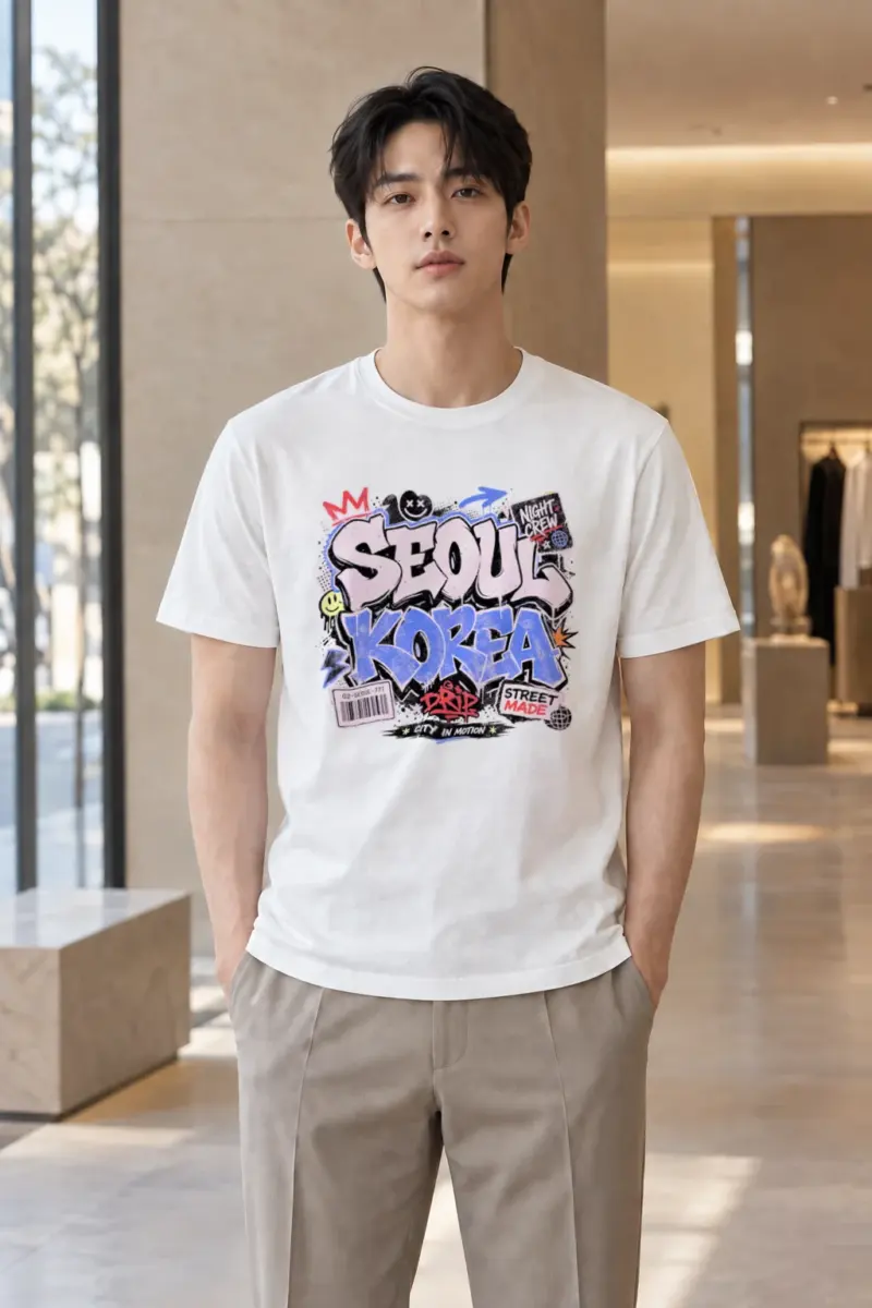 "Seoul Night Crew" Heavyweight Unisex Crewneck T-shirt | Gildan 5000