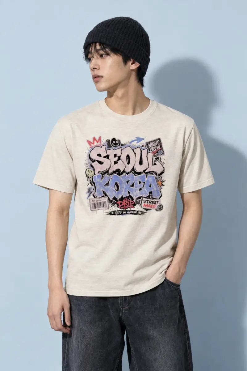 "Seoul Night Crew" Heavyweight Unisex Crewneck T-shirt