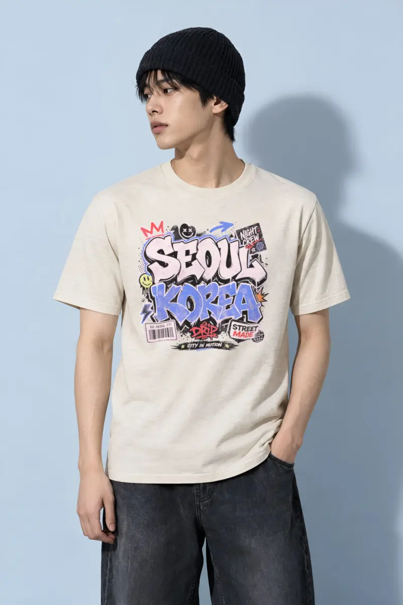 "Seoul Night Crew" Heavyweight Unisex Crewneck T-shirt