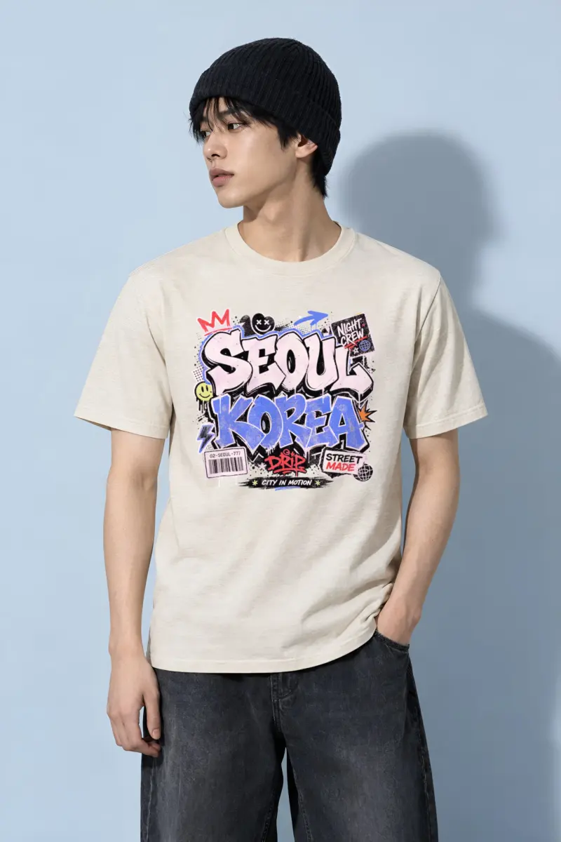"Seoul Night Crew" Heavyweight Unisex Crewneck T-shirt