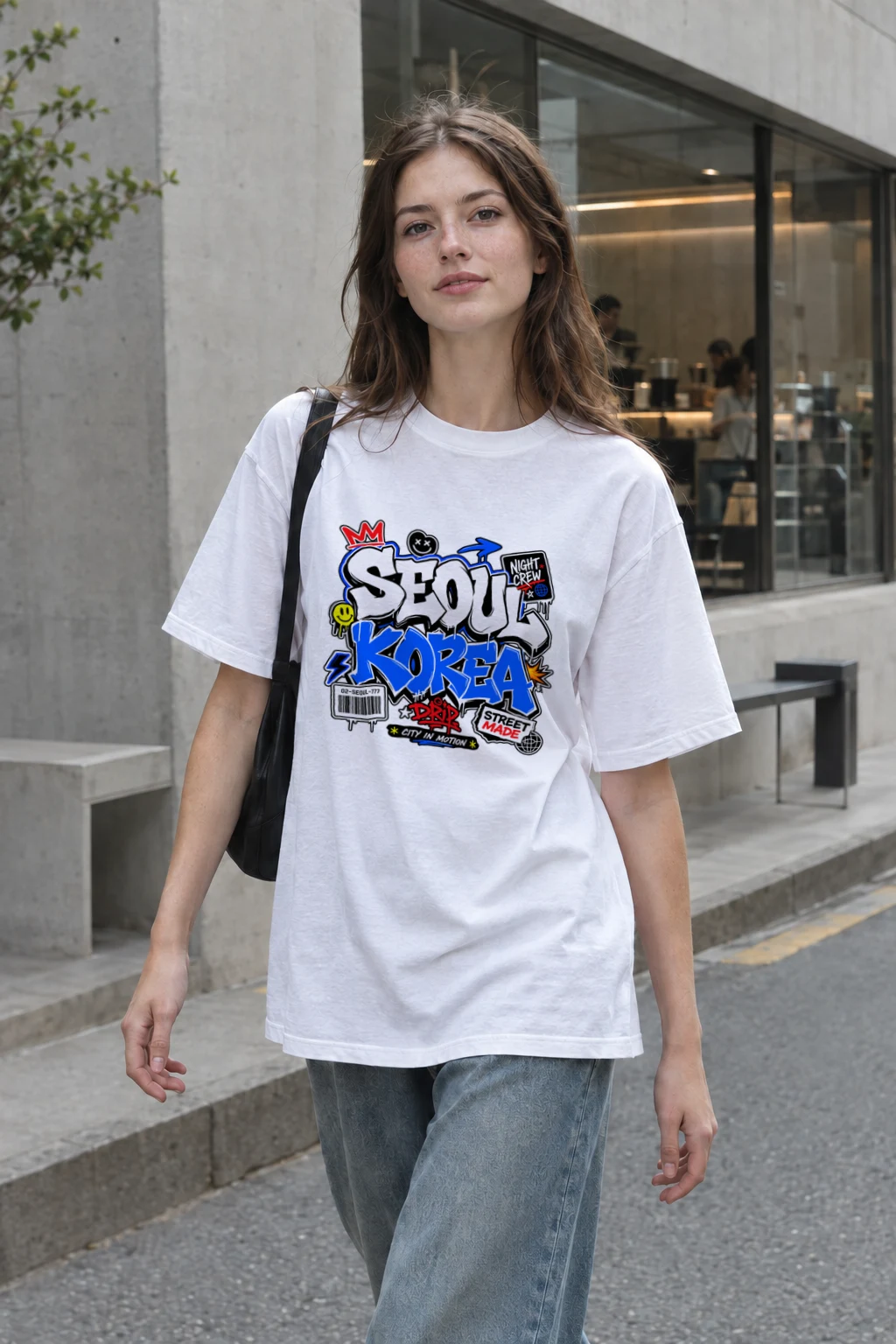 "Seoul Night Crew" Heavyweight Unisex Crewneck T-shirt | Gildan 5000