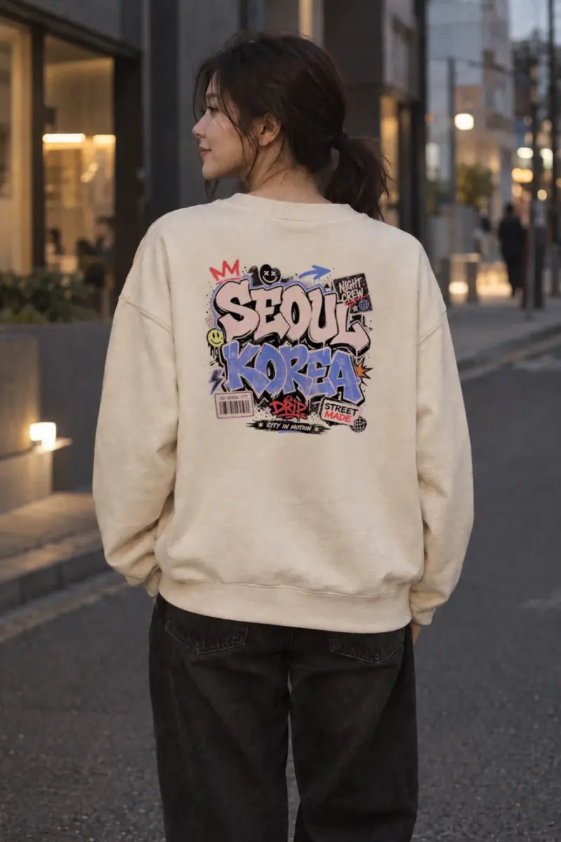 "Seoul Night Crew" Unisex Sponge Fleece Crewneck Sweatshirt | Bella + Canvas 3901