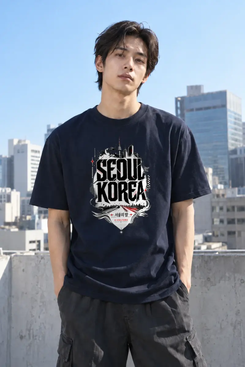 "Seoul Night" Heavyweight Unisex Crewneck T-shirt | Gildan 5000