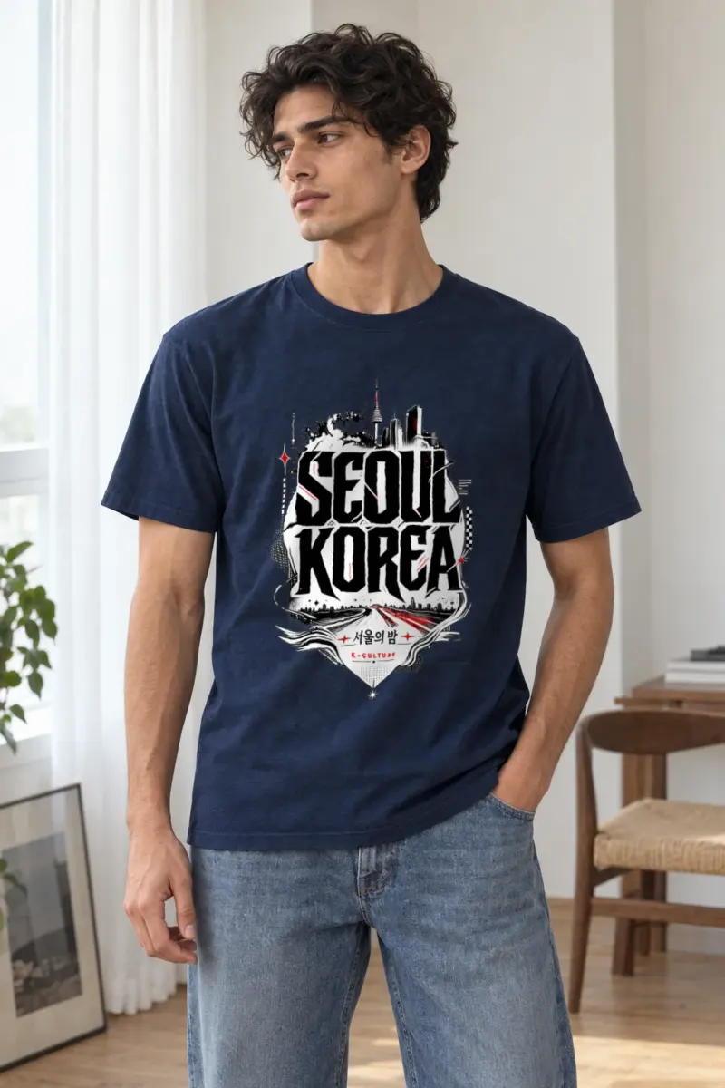 "Seoul Night" Heavyweight Unisex Crewneck T-shirt | Gildan 5000