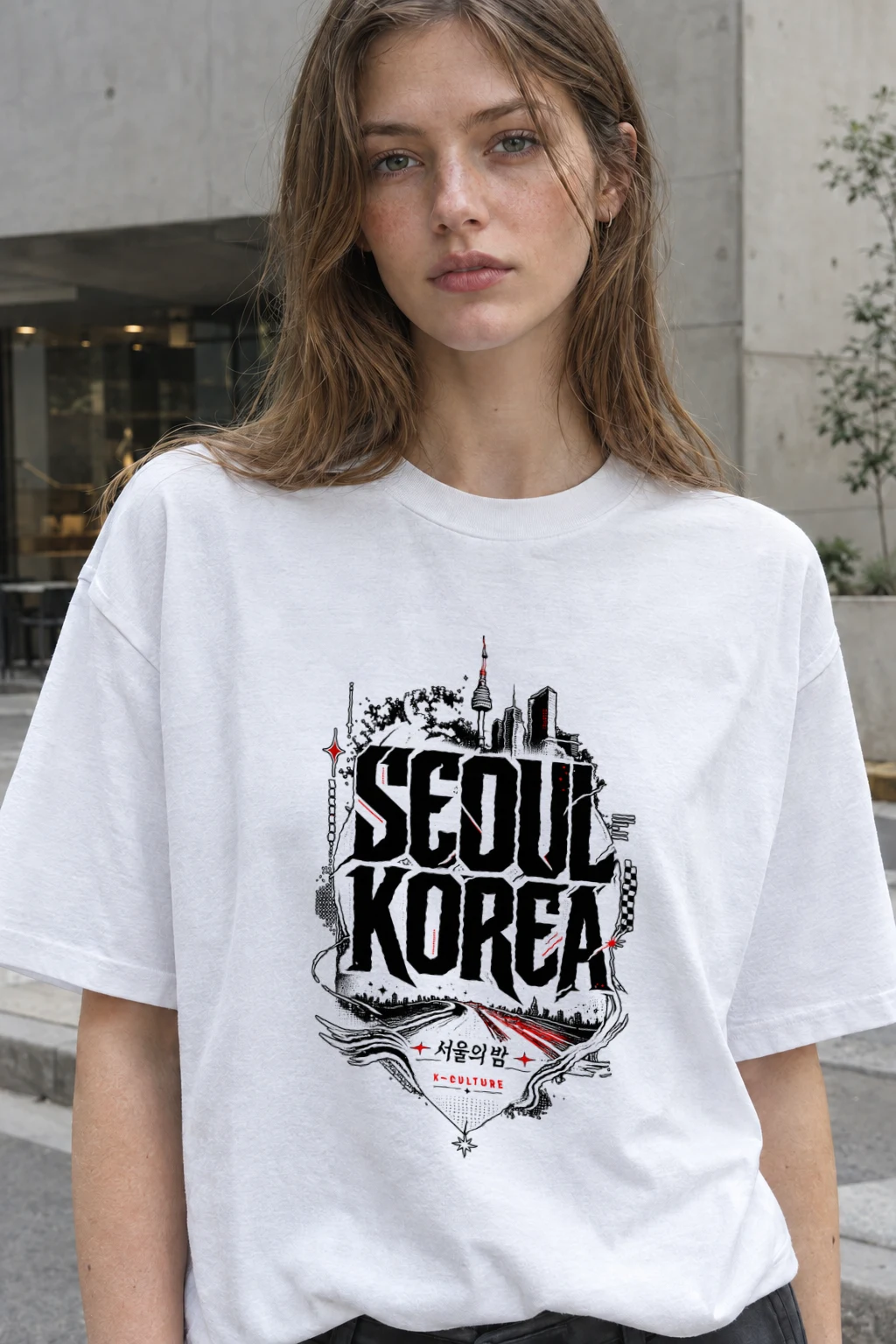 "Seoul Night" Heavyweight Unisex Crewneck T-shirt | Gildan 5000