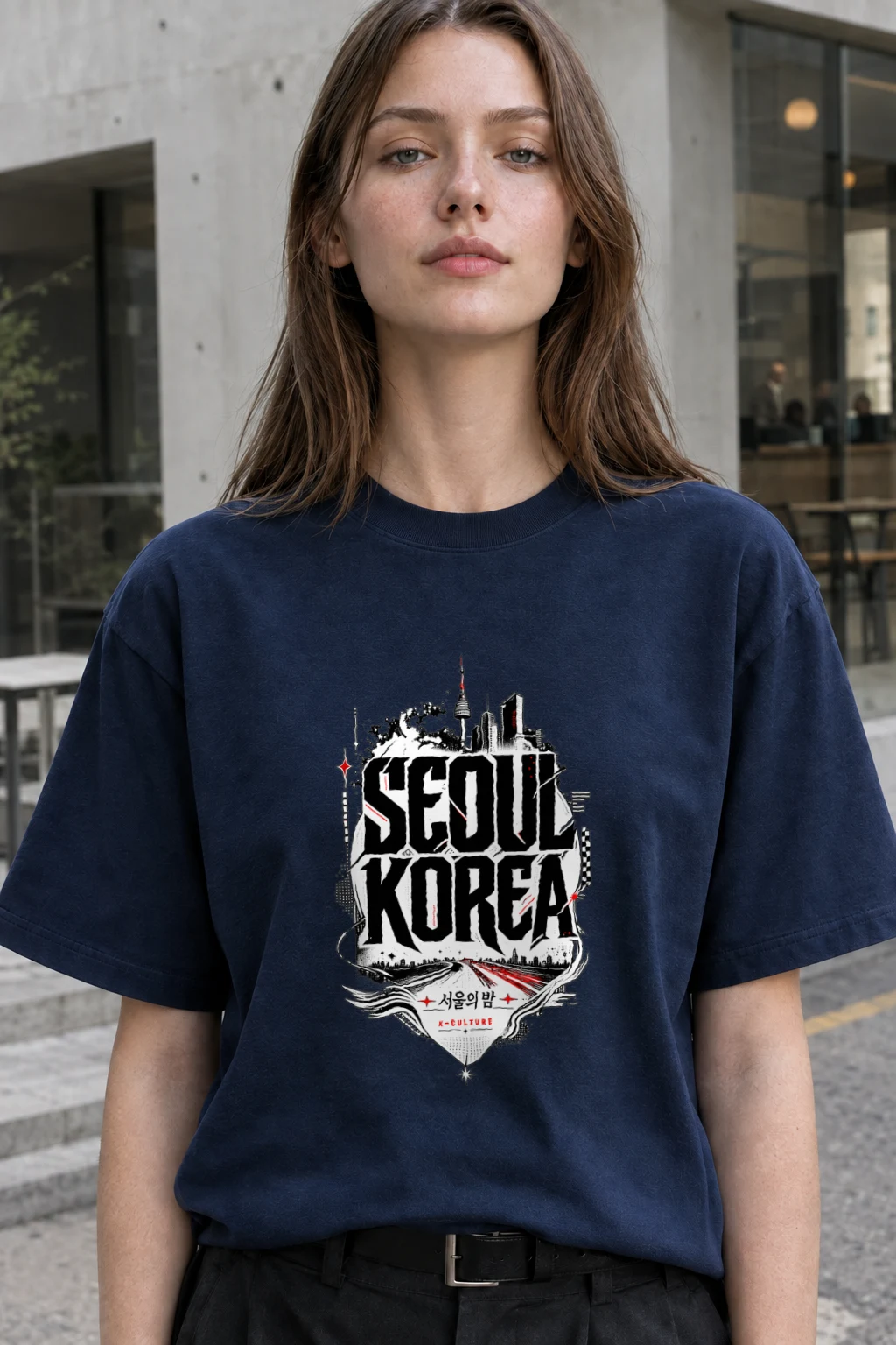 "Seoul Night" Heavyweight Unisex Crewneck T-shirt | Gildan 5000