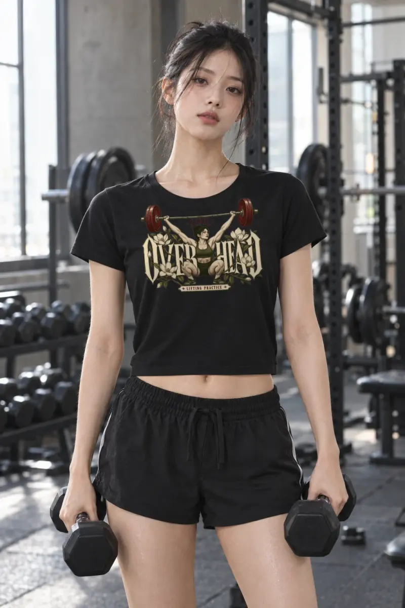 "Seoul Overhead Lifting Practice" Women's Crop Tee