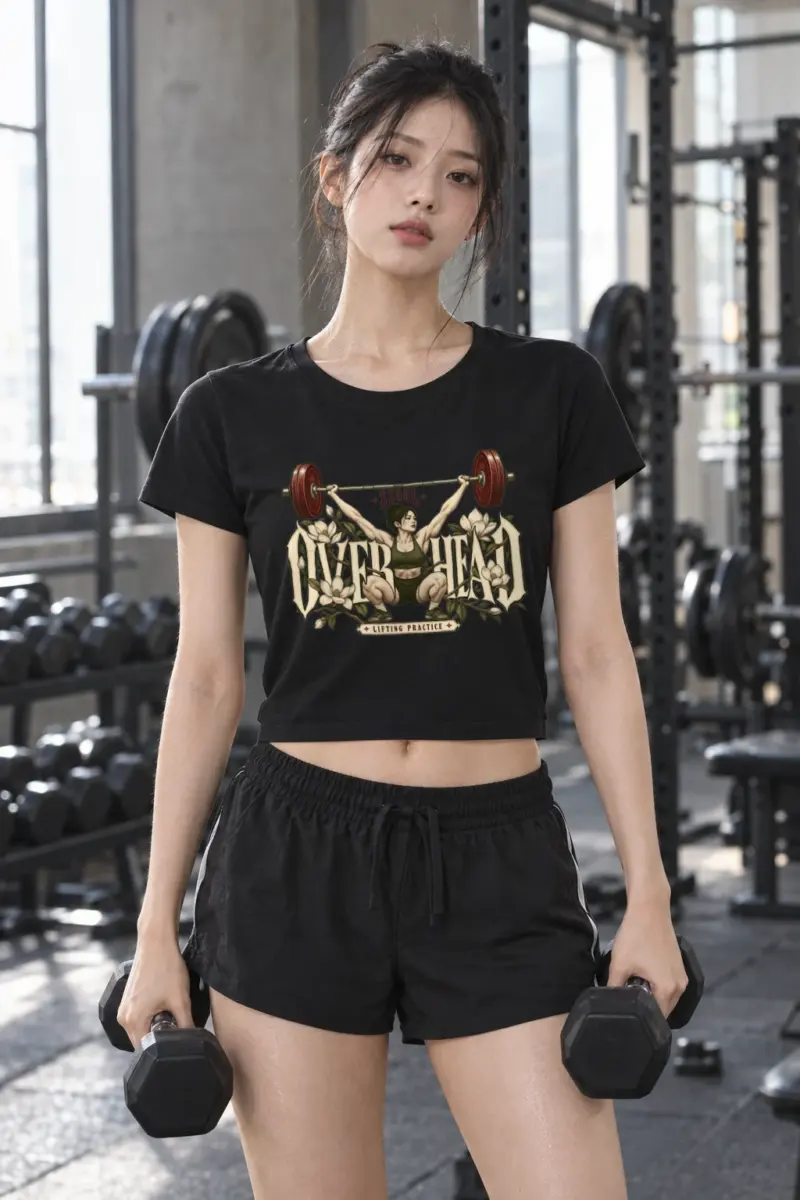 “Seoul Overhead Lifting Practice” Women’s Crop Tee