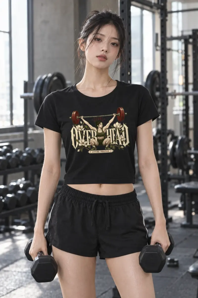 "Seoul Overhead Lifting Practice" Women's Crop Tee