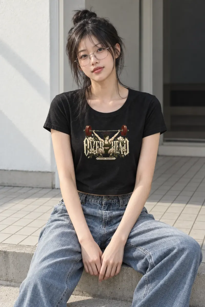 "Seoul Overhead Lifting Practice" Women's Crop Tee