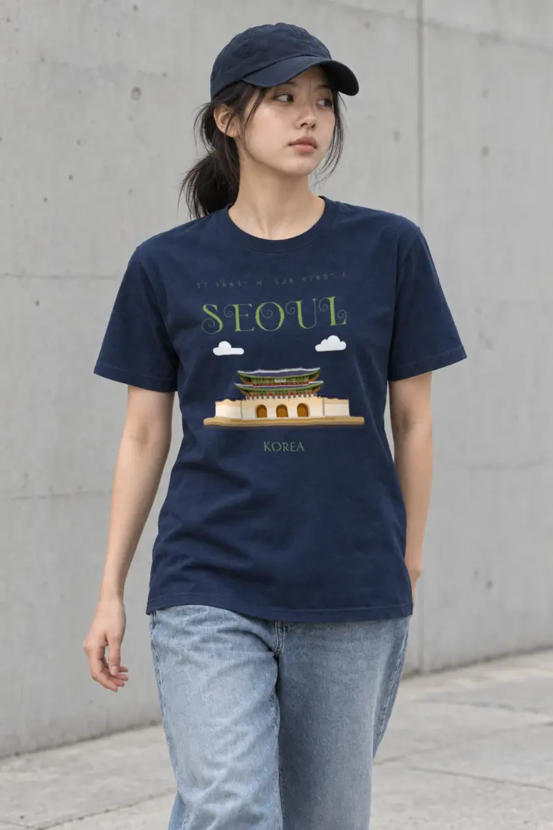 "Seoul Palace Coordinates" Heavyweight Unisex Crewneck T-shirt