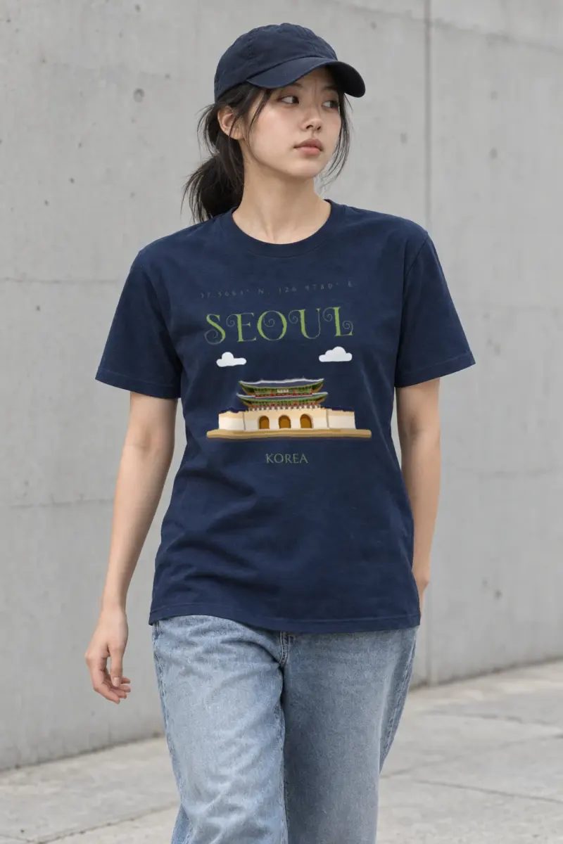 "Seoul Palace Coordinates" Heavyweight Unisex Crewneck T-shirt | Gildan 5000
