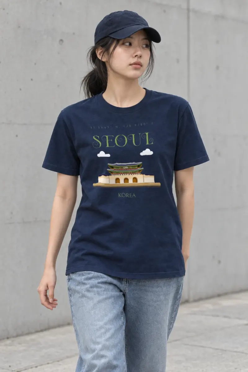 "Seoul Palace Coordinates" Heavyweight Unisex Crewneck T-shirt
