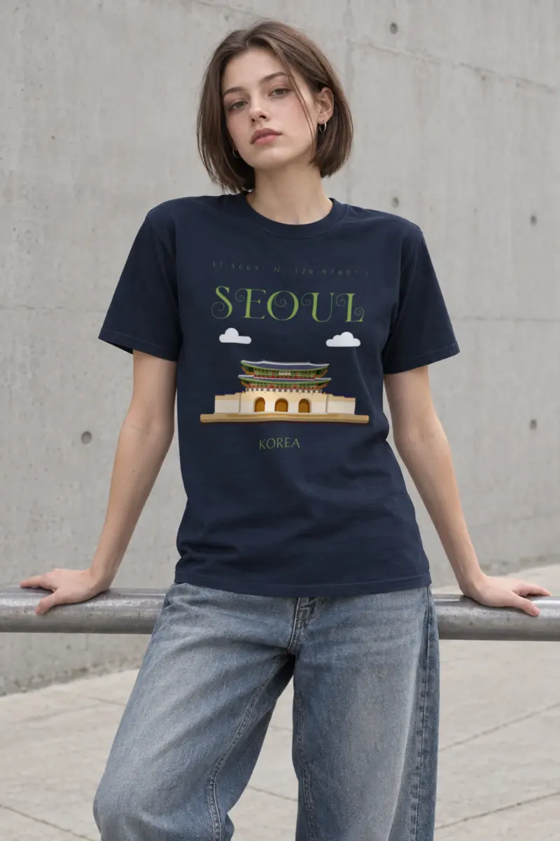 "Seoul Palace Coordinates" Heavyweight Unisex Crewneck T-shirt