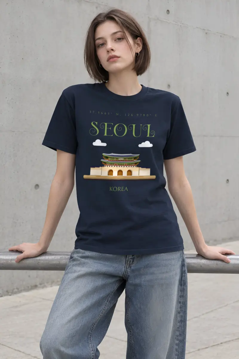 "Seoul Palace Coordinates" Heavyweight Unisex Crewneck T-shirt