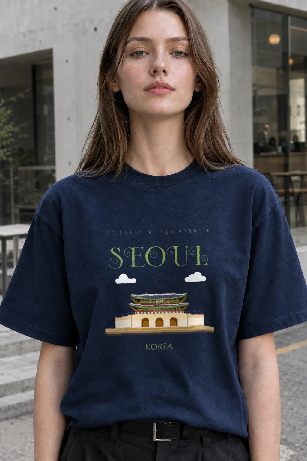 "Seoul Palace Coordinates" Heavyweight Unisex Crewneck T-shirt | Gildan 5000
