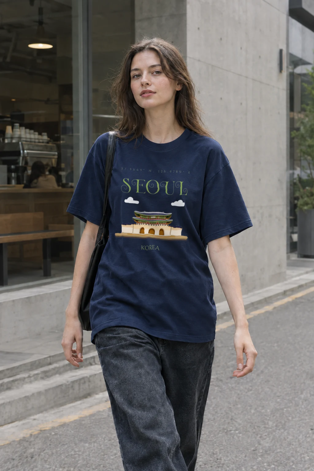 "Seoul Palace Coordinates" Heavyweight Unisex Crewneck T-shirt | Gildan 5000