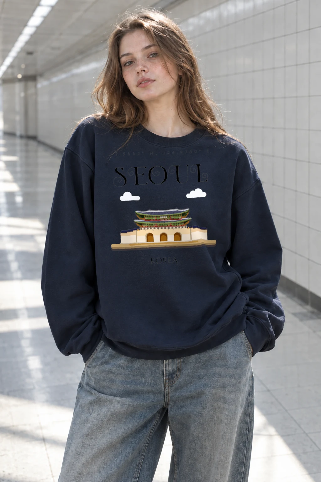 "Seoul Palace Gate" Heavy Blend Unisex Crewneck Sweatshirt | Gildan 18000
