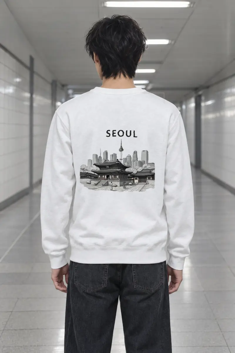 "Seoul Palace Skyline" Heavy Blend Unisex Crewneck Sweatshirt