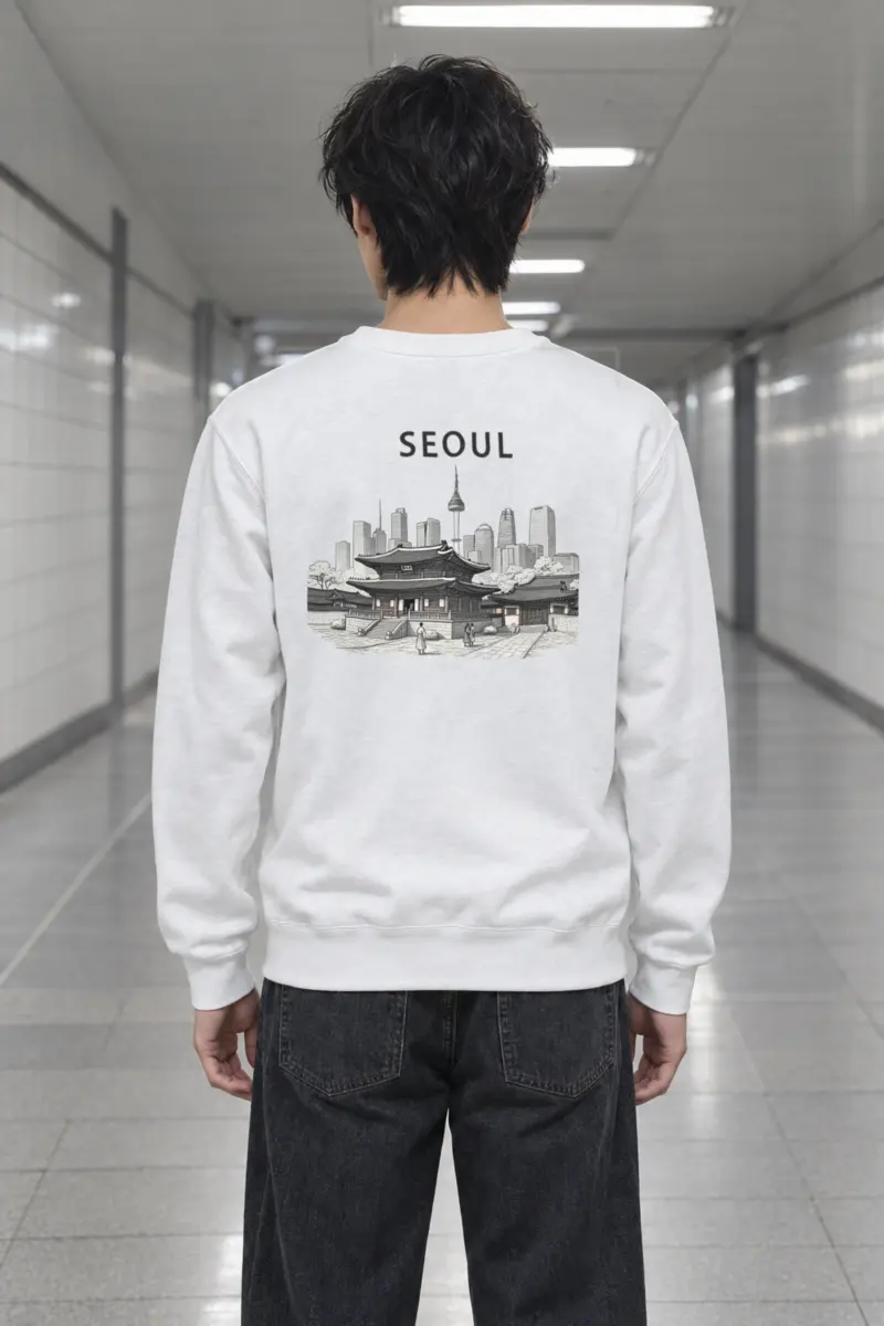 "Seoul Palace Skyline" Heavy Blend Unisex Crewneck Sweatshirt