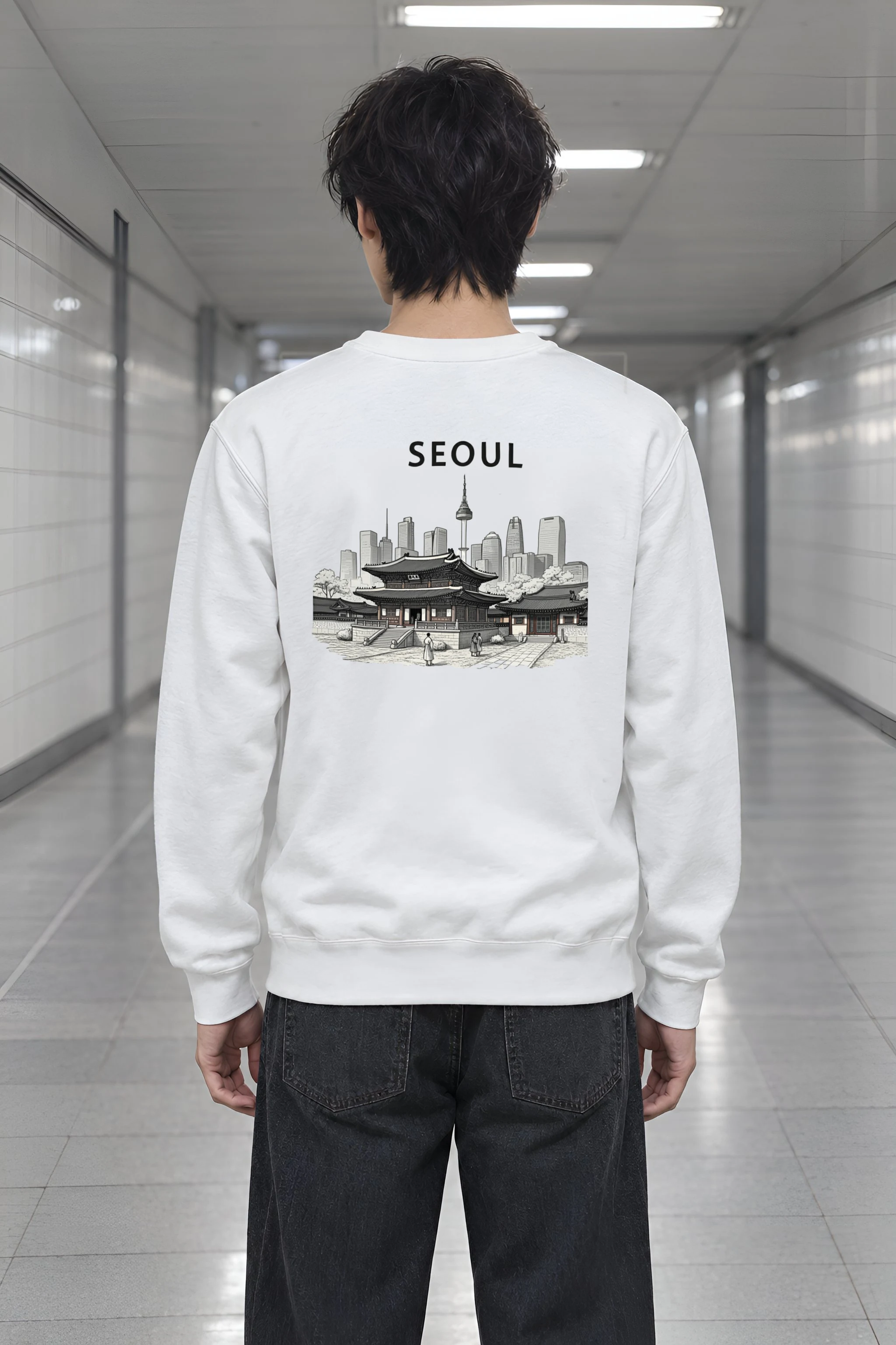 "Seoul Palace Skyline" Heavy Blend Unisex Crewneck Sweatshirt