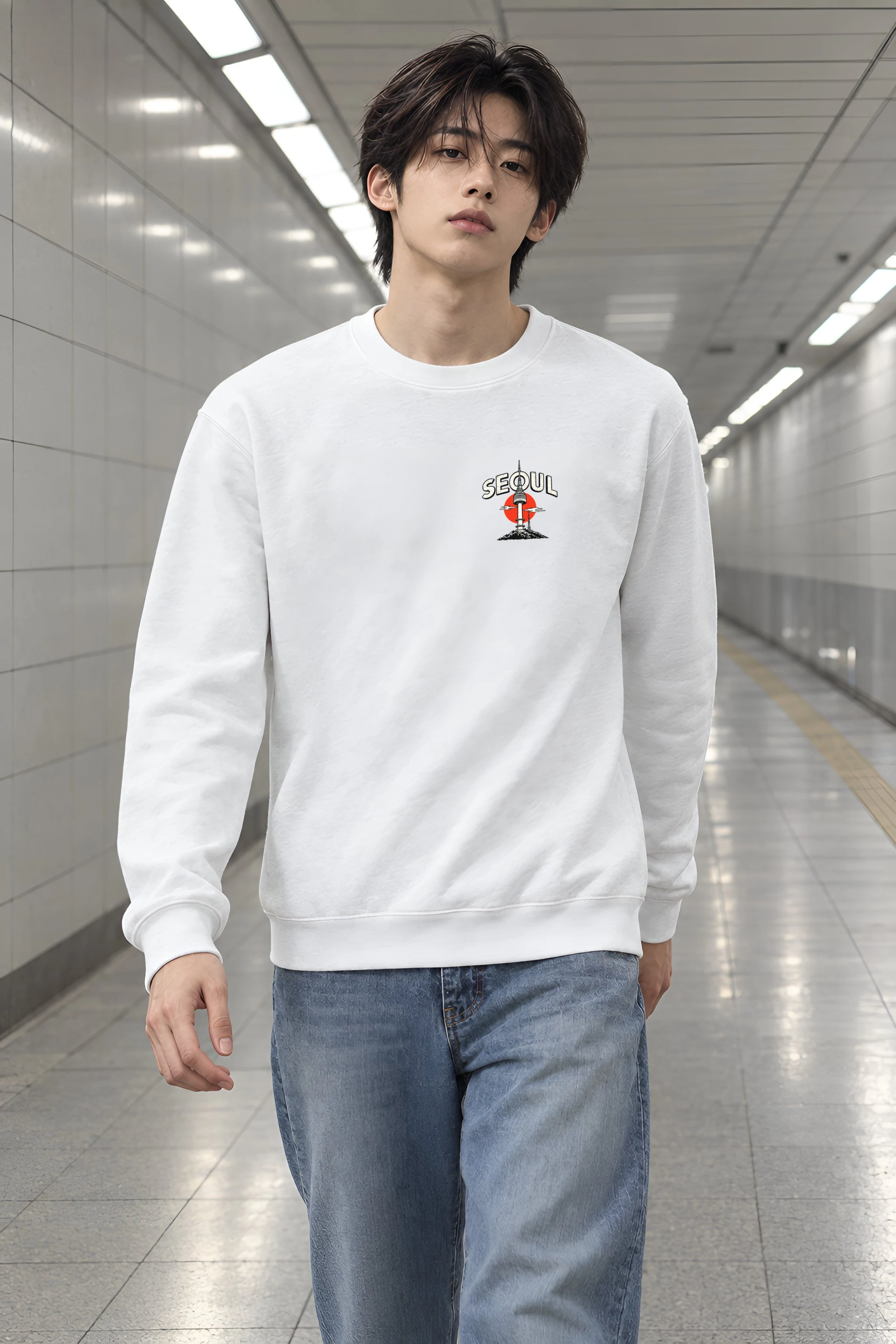 "Seoul Palace Skyline" Heavy Blend Unisex Crewneck Sweatshirt