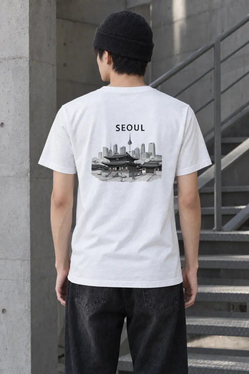 "Seoul Palace Skyline" Heavyweight Unisex Crewneck T-shirt