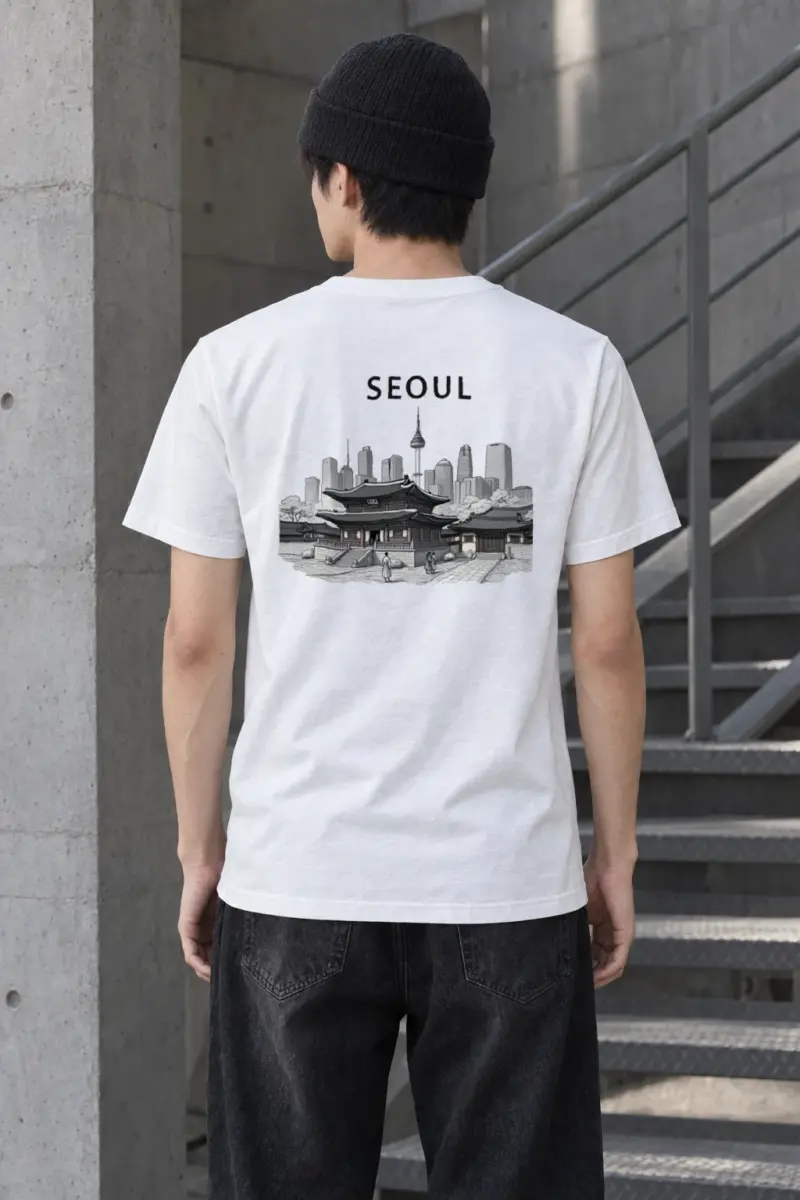 "Seoul Palace Skyline" Heavyweight Unisex Crewneck T-shirt