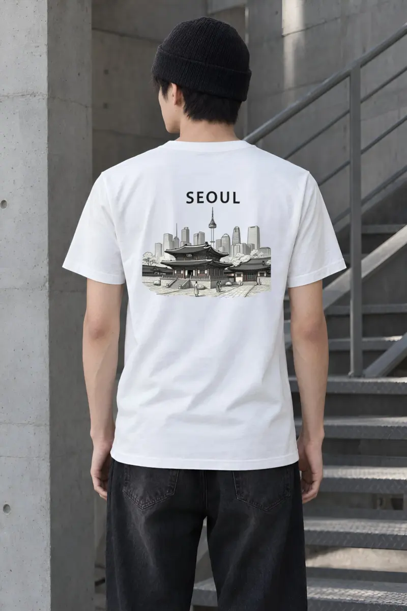 "Seoul Palace Skyline" Heavyweight Unisex Crewneck T-shirt