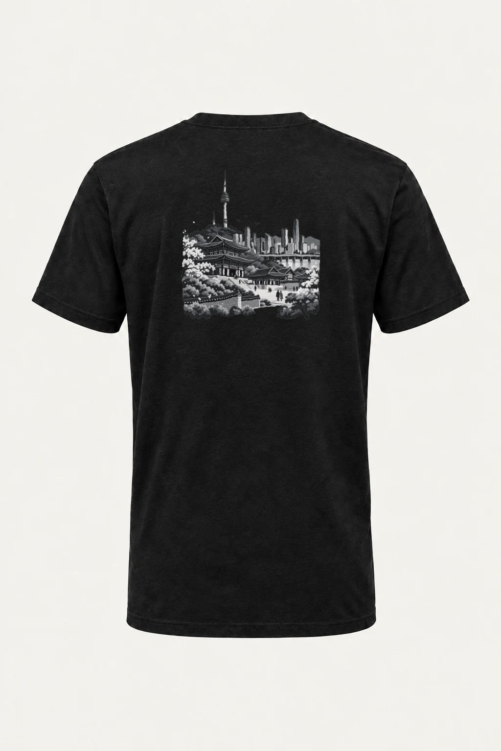 "Seoul Palace Skyline" Heavyweight Unisex Crewneck T-shirt | Gildan 5000