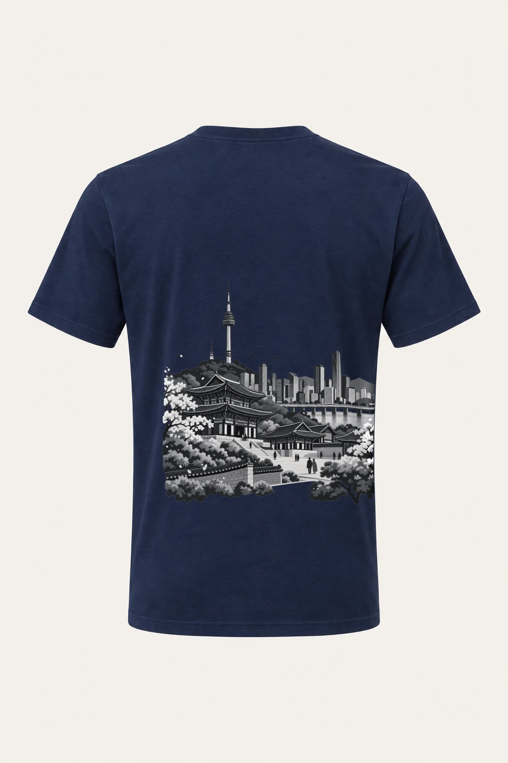 "Seoul Palace Skyline" Heavyweight Unisex Crewneck T-shirt | Gildan 5000