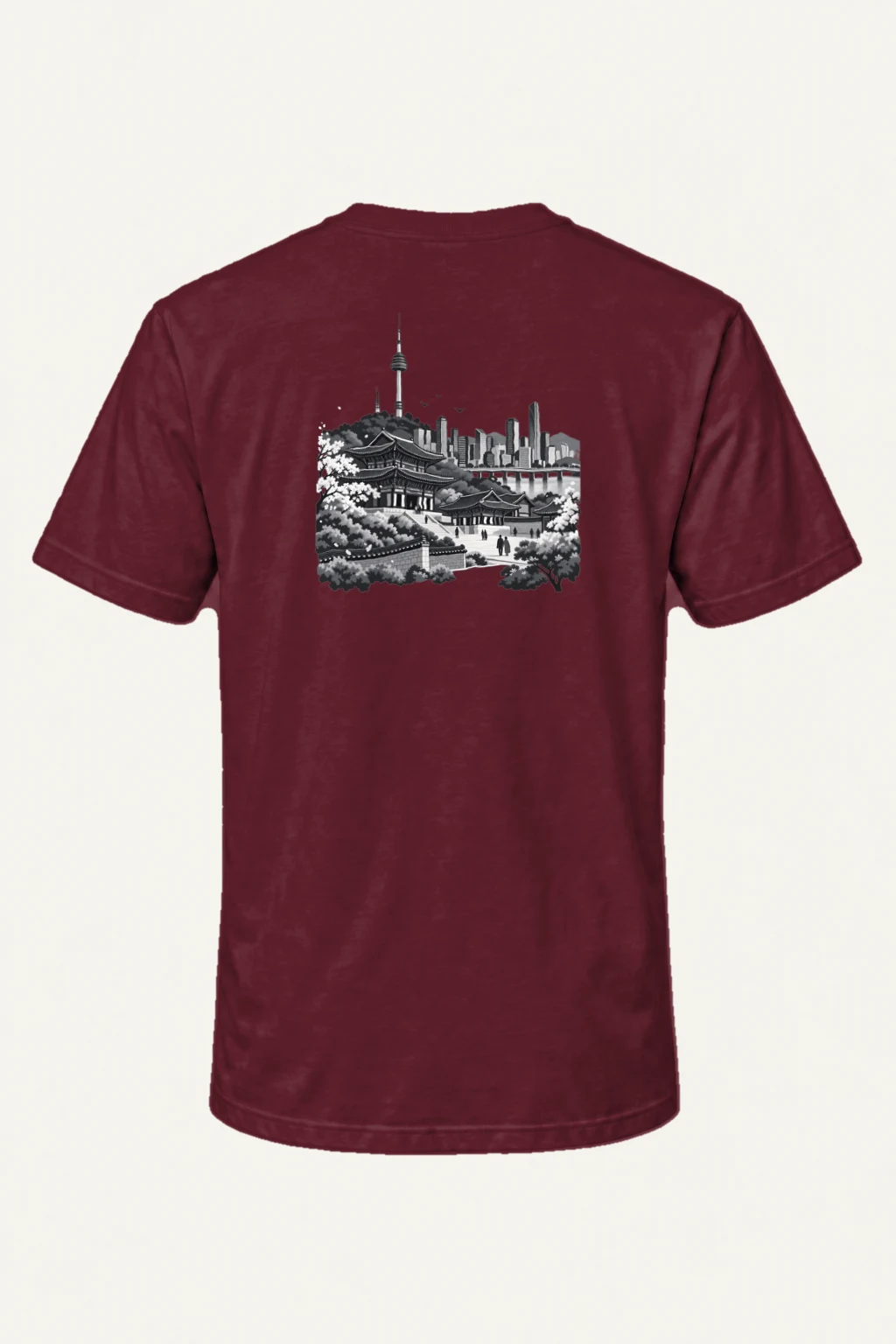 "Seoul Palace Skyline" Heavyweight Unisex Crewneck T-shirt | Gildan 5000