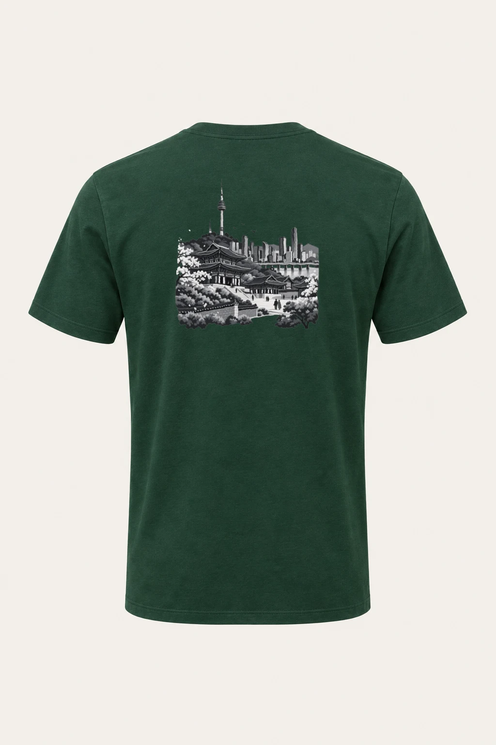 "Seoul Palace Skyline" Heavyweight Unisex Crewneck T-shirt | Gildan 5000