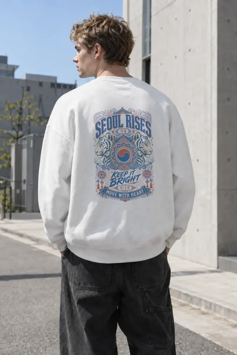 "Seoul Rises" Heavy Blend Unisex Crewneck Sweatshirt | Gildan 18000