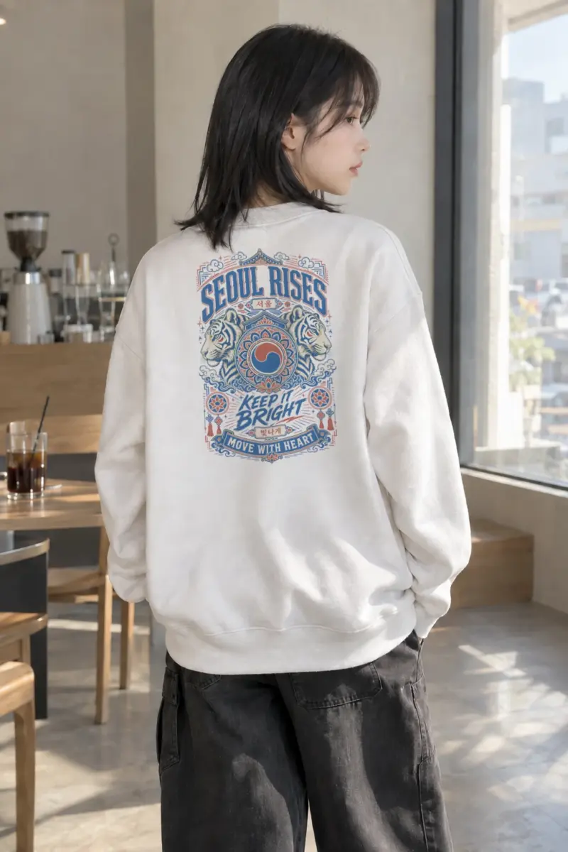 "Seoul Rises" Heavy Blend Unisex Crewneck Sweatshirt | Gildan 18000