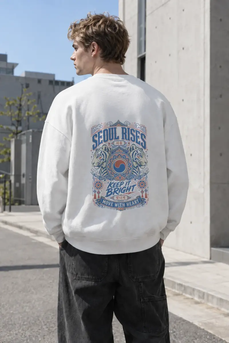 "Seoul Rises" Heavy Blend Unisex Crewneck Sweatshirt | Gildan 18000