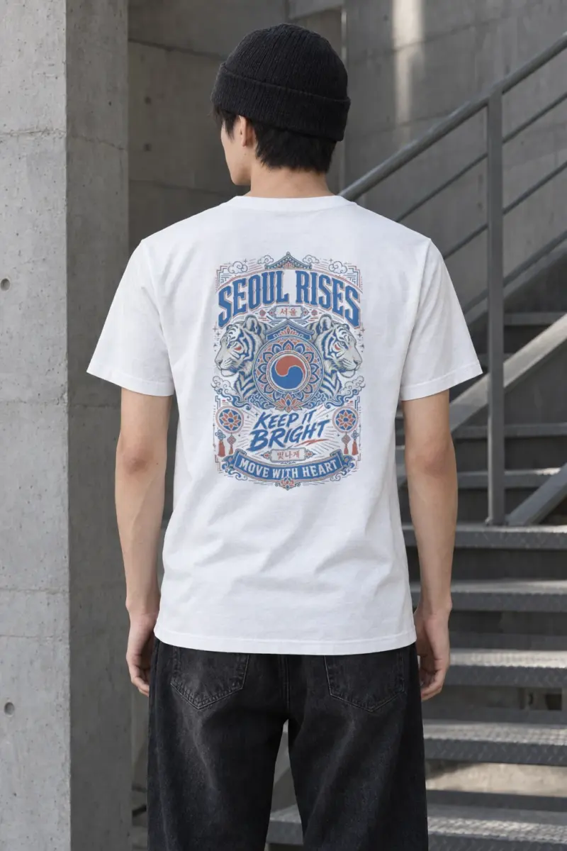 "Seoul Rises" Heavyweight Unisex Crewneck T-shirt