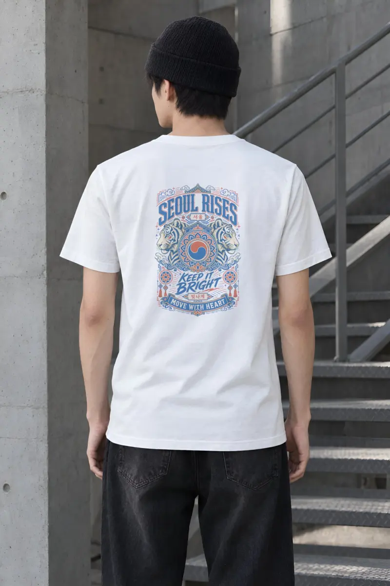 "Seoul Rises" Heavyweight Unisex Crewneck T-shirt