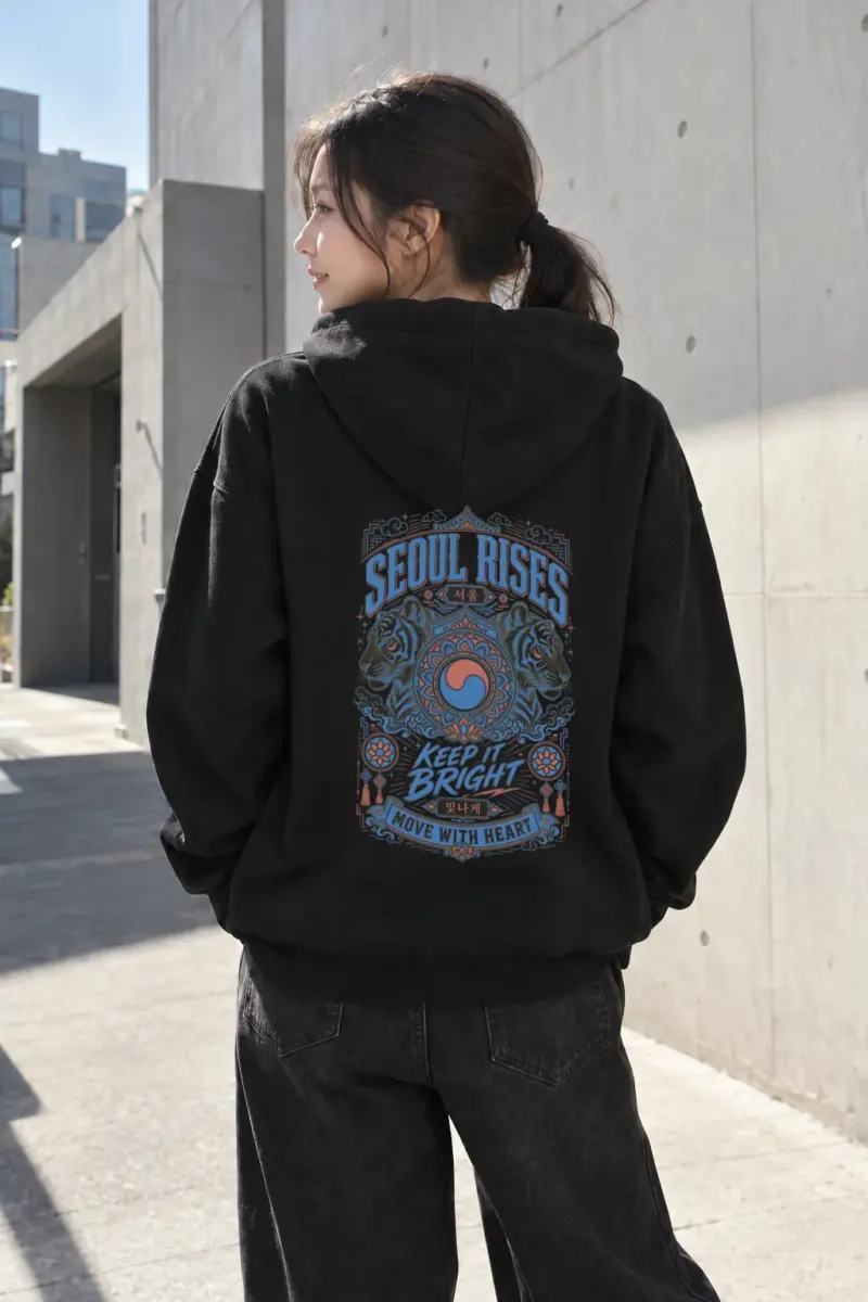 "Seoul Rises Tigers" Heavy Blend Unisex Pullover Hoodie | Gildan 18500