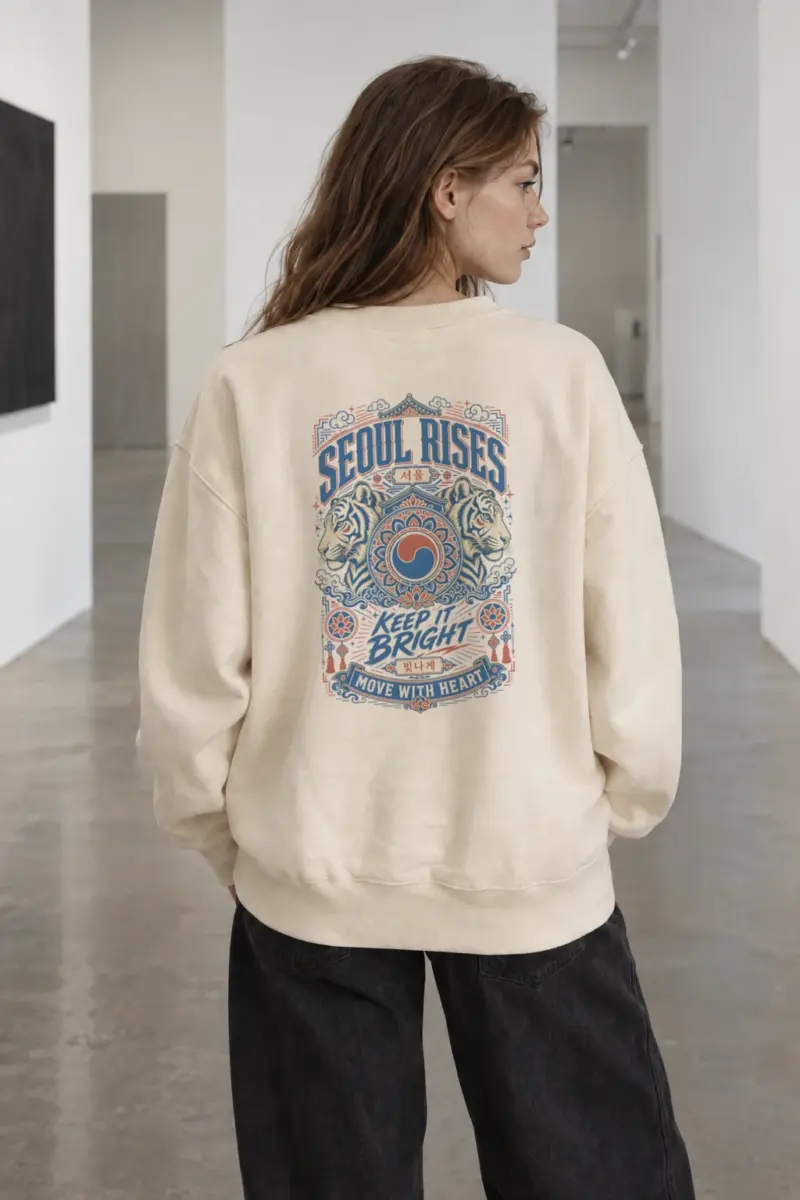 “Seoul Rises Tigers” Unisex Sponge Fleece Crewneck Sweatshirt | Bella + Canvas 3901