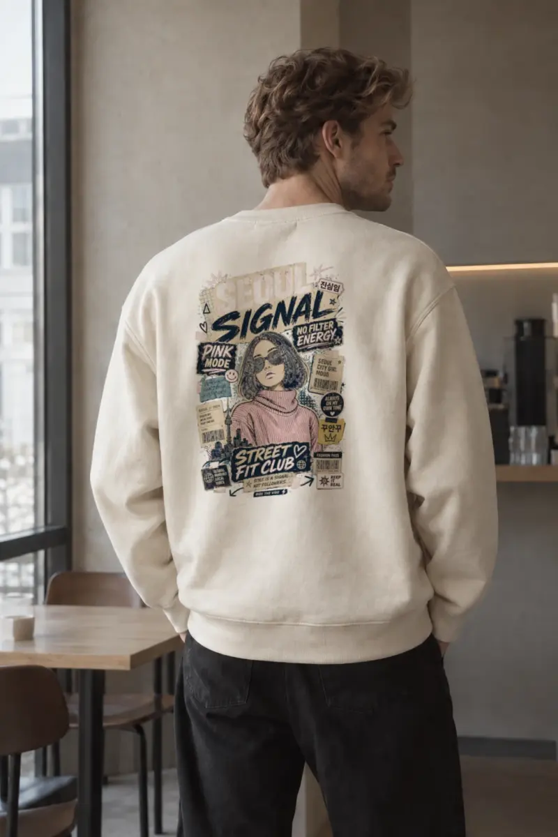 "Seoul Signal" Unisex Sponge Fleece Crewneck Sweatshirt | Bella + Canvas 3901