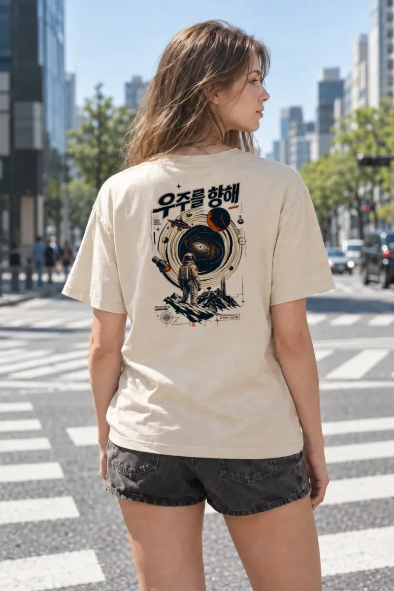"Seoul Space Archive" Heavyweight Unisex Crewneck T-shirt | Gildan 5000
