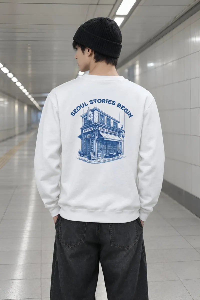 "Seoul Stories Begin" Heavy Blend Unisex Crewneck Sweatshirt