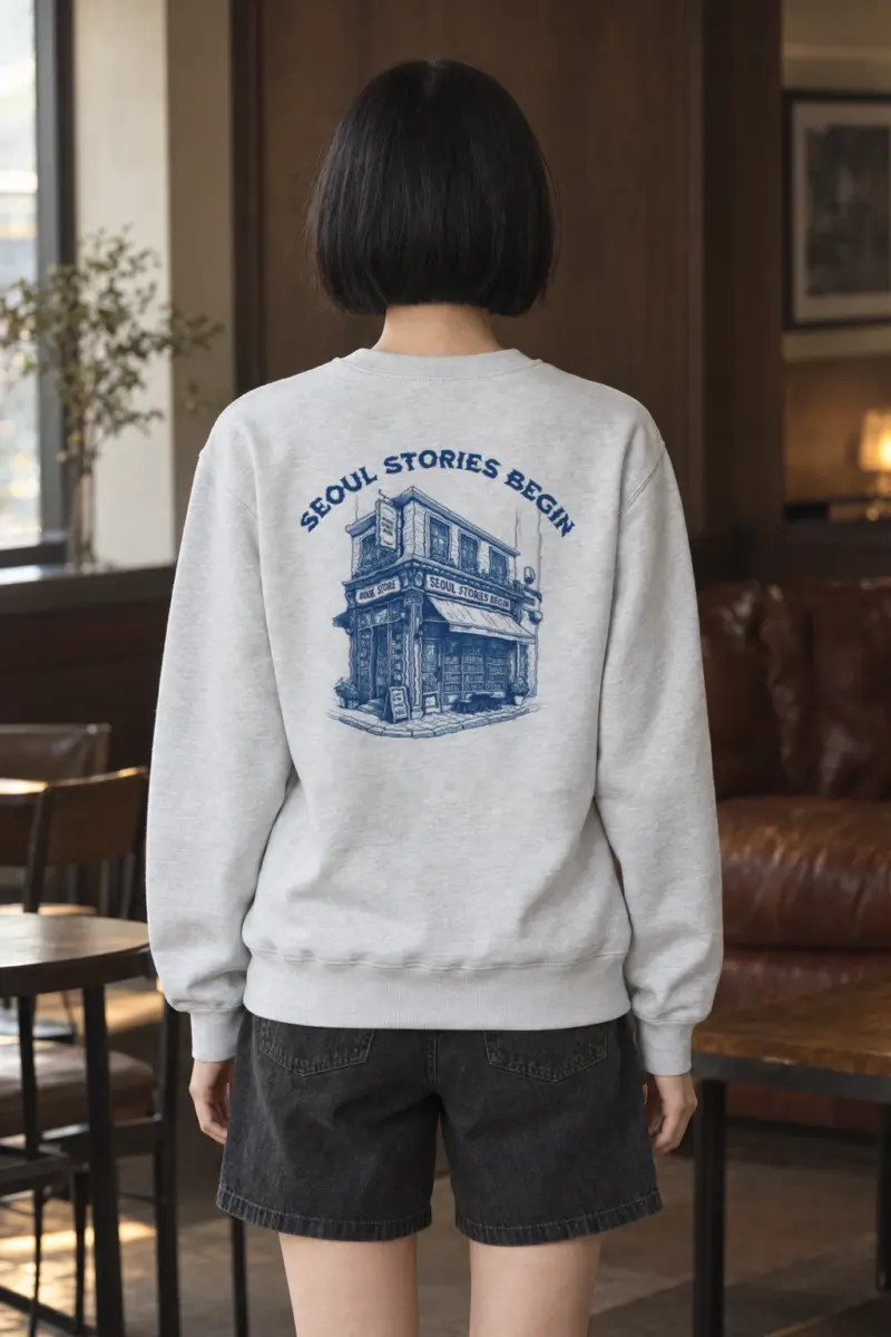 "Seoul Stories Begin" Heavy Blend Unisex Crewneck Sweatshirt | Gildan 18000
