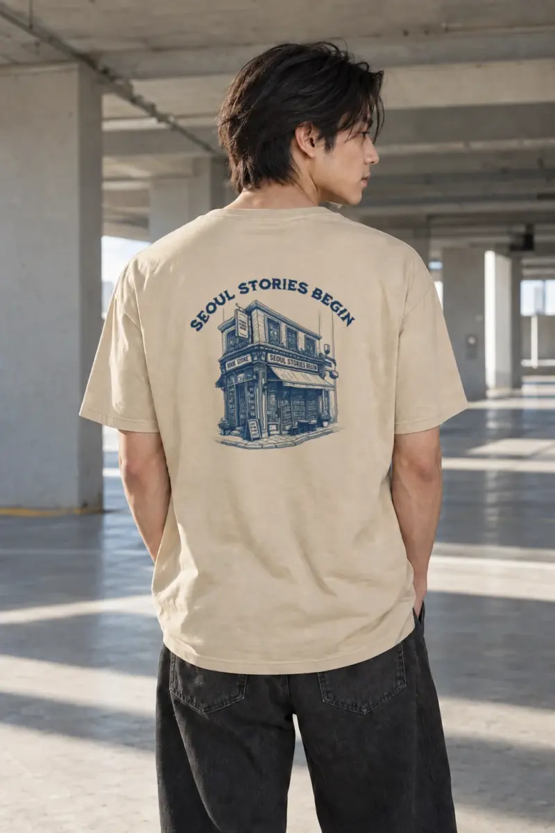 “Seoul Stories Begin” Heavyweight Unisex Crewneck T-shirt | Gildan 5000